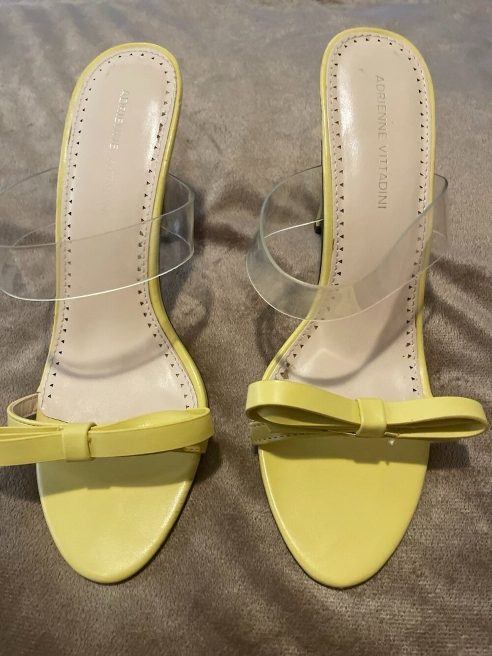 Adrienne Vittadini Yellow Bow Strappy Ankle Strap Stiletto Heels Women's Size 9M
